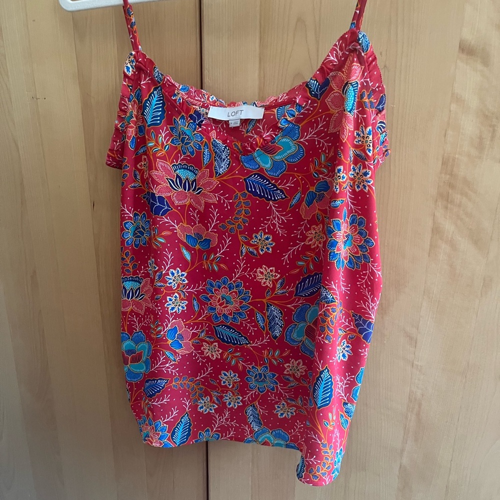 Loft Floral Ruffle Cami Size M
